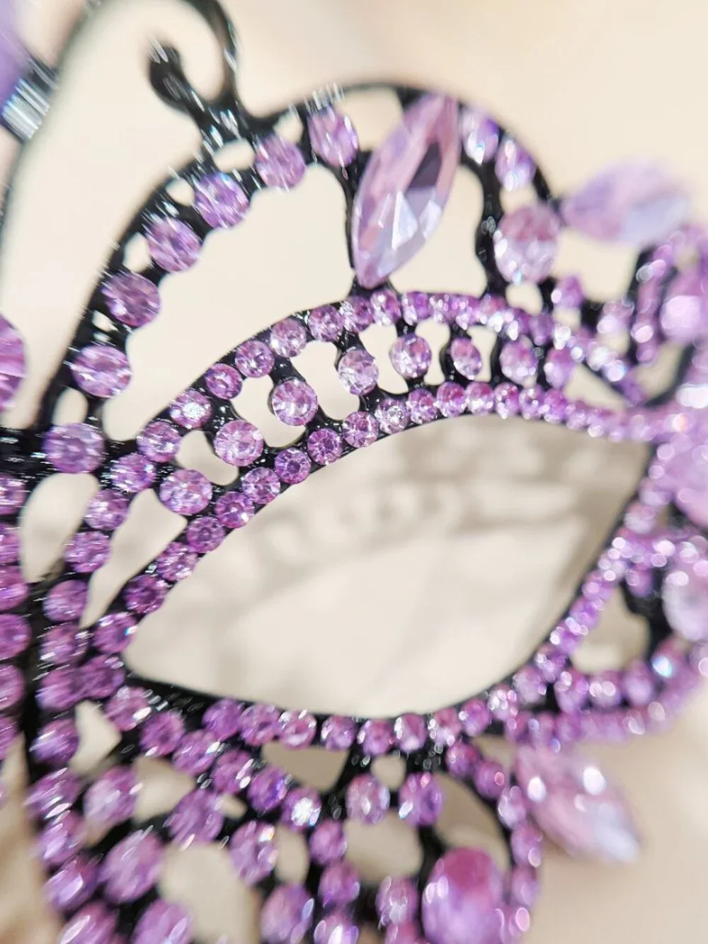 Purple Crystal Masquerade Mask, Butterfly Venetian Mask, Masquerade Ball Mask